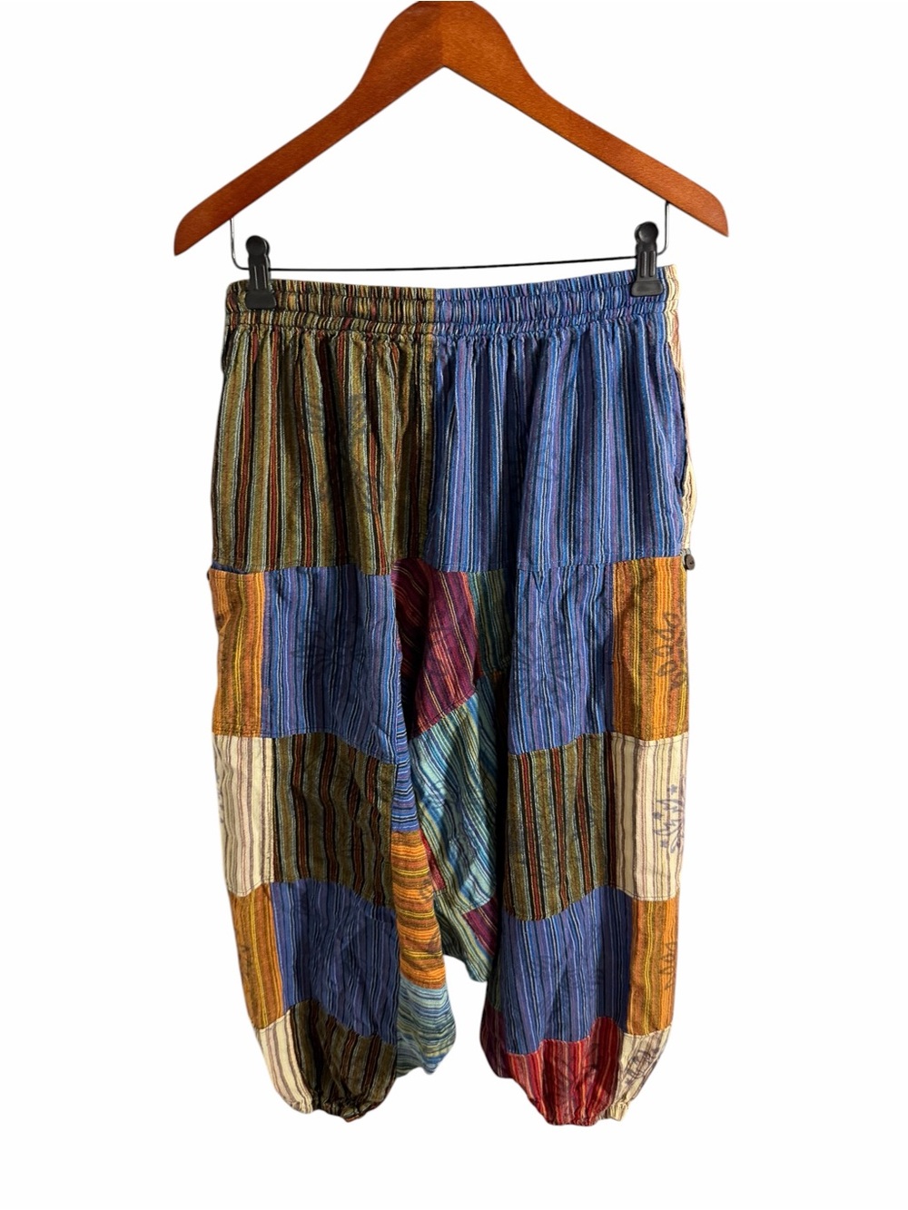 Patchwork Cropped Elastic-Waist Pants - Multicolor